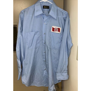 Rapier Vintage Humpty Dumpty Blue Long Sleeve Button Down Work Shirt Rare! Mint!